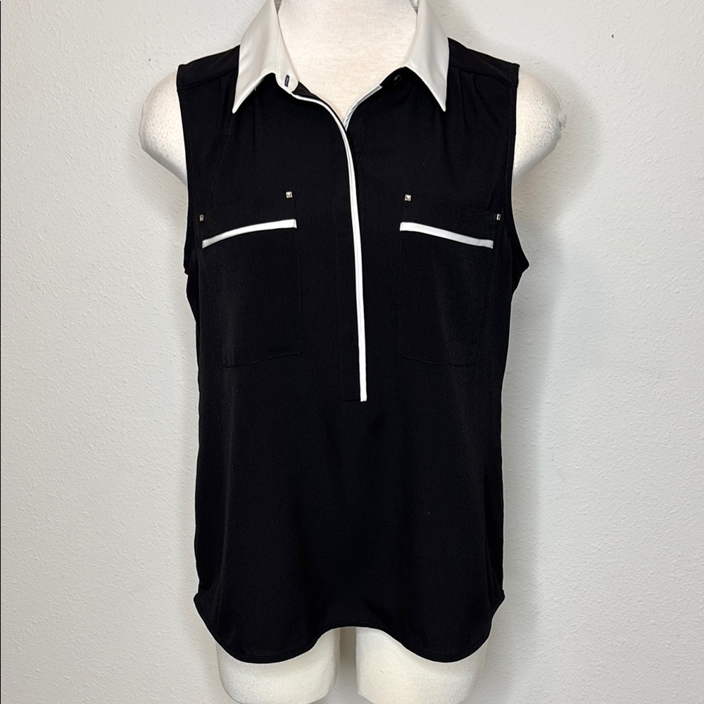 White House Black Market Black and White Elegant Blouse